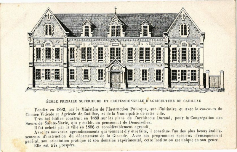 Carte postale ancienne Ecole Primaire Supérieure et Professionelle D'Agriculture