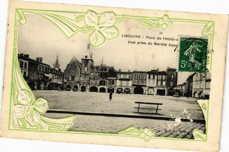 Carte postale ancienne Libourne-Place de l'Hotel à Libourne