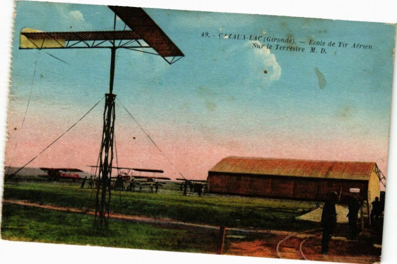 Carte postale ancienne Cazeaux-Lac-Ecole de Tir Aérien Sur le Terrestre