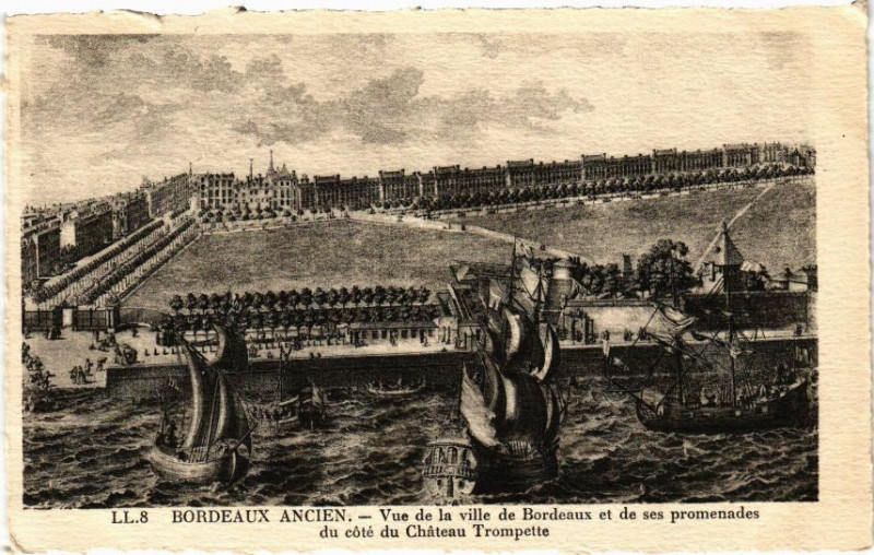 Carte postale ancienne Bordeaux Ancien-Vue de la ville de Bordeaux et de ses promenades à Bordeaux