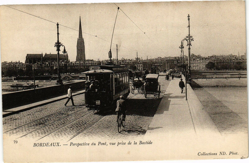Carte postale ancienne Bordeaux - Prespective du pont à Bordeaux