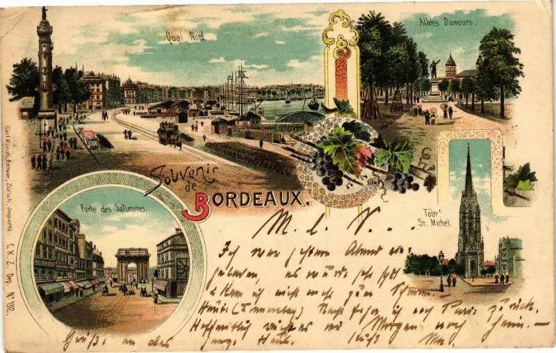 Carte postale ancienne Souvenir de Bordeaux à Bordeaux