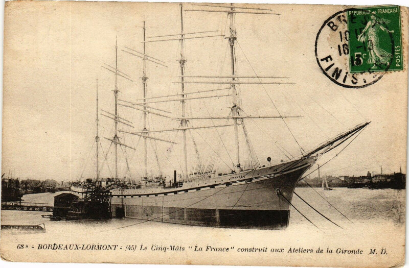 Carte postale ancienne Bordeaux Lotmont - Le cing mats à Bordeaux