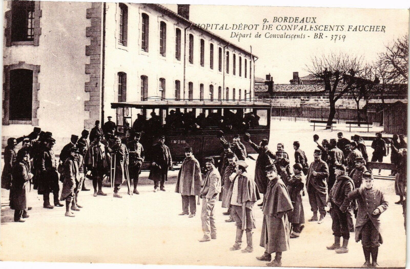 Carte postale ancienne Bordeaux - Hopital depot de convalscents à Bordeaux