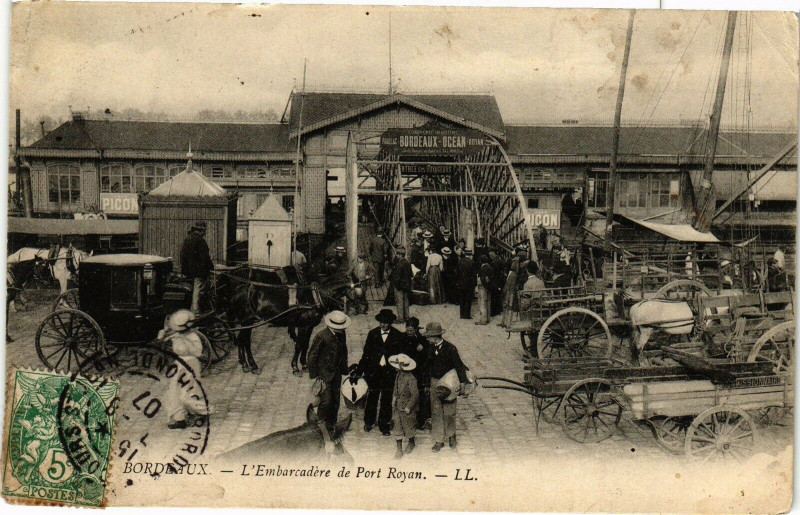 Carte postale ancienne Bordeaux - L'embarcadere de port à Bordeaux