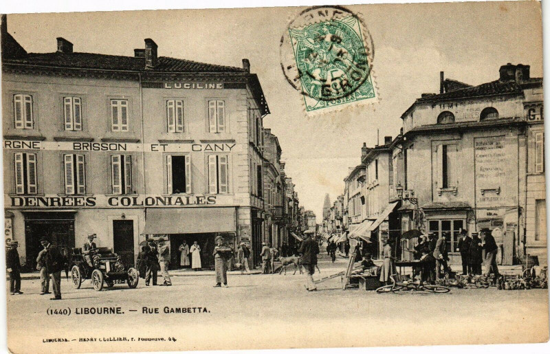 Carte postale ancienne Libourne - Rue gambetta à Libourne