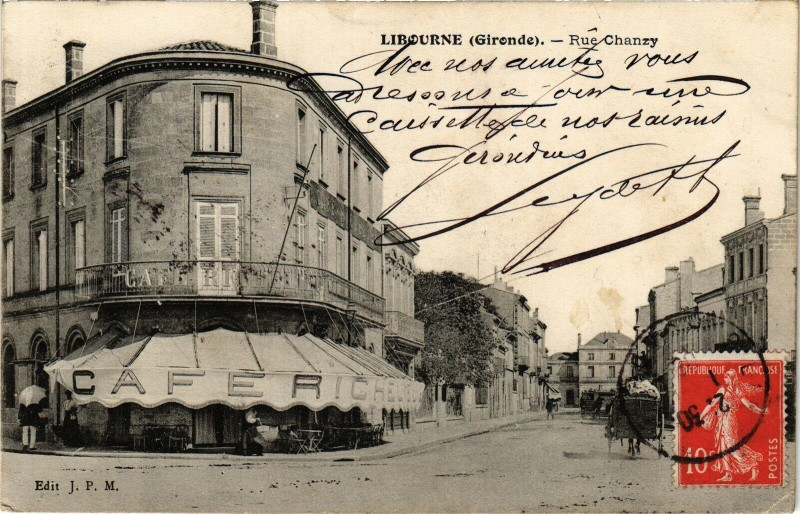 Carte postale ancienne Libourne - Rue chanzy à Libourne