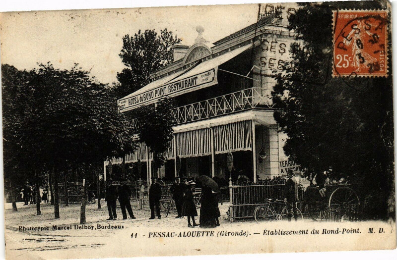 Carte postale ancienne Pessac Aleouette - Etablissement du rond point à Pessac