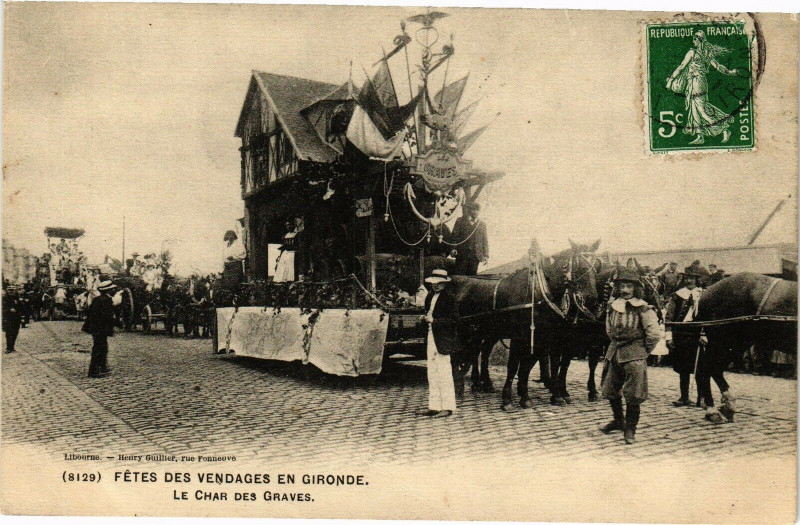Carte postale ancienne Fetes des vendages en gironde