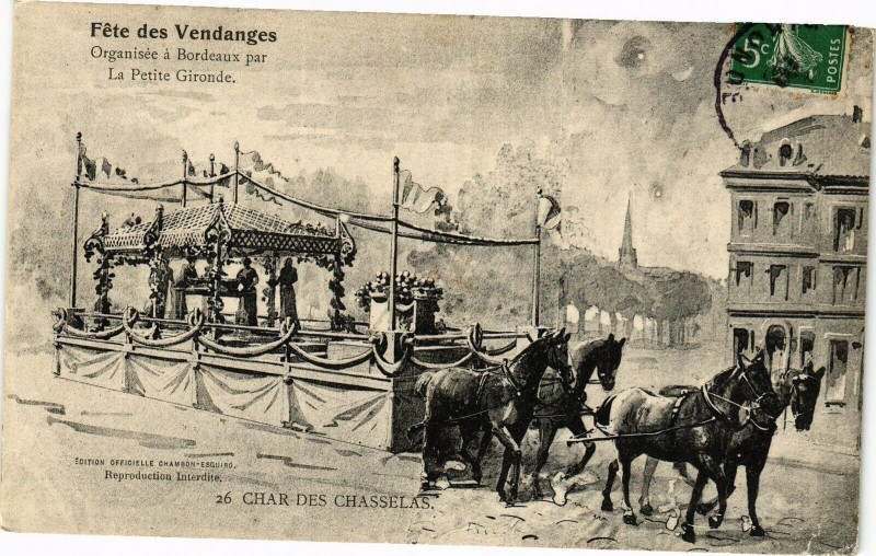 Carte postale ancienne Fetes des Vendanges - Char des chasselas