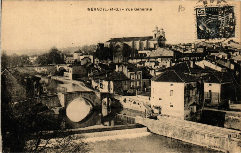 Carte postale ancienne Nerac - Vue générale à Nérac