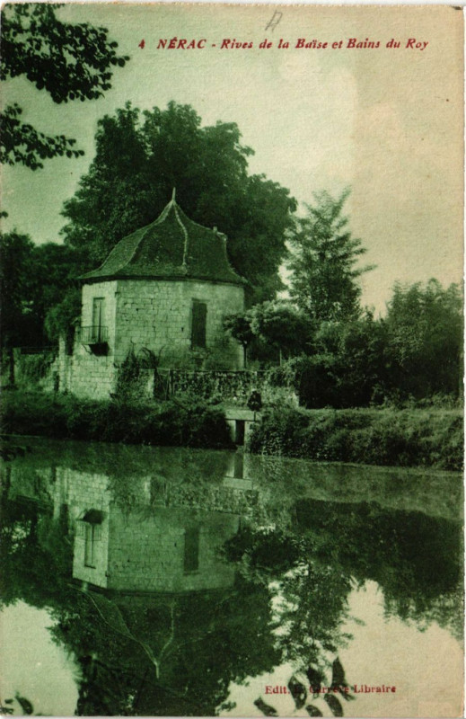 Carte postale ancienne Nerac - Rives de la Baise et Bains du Roy à Nérac