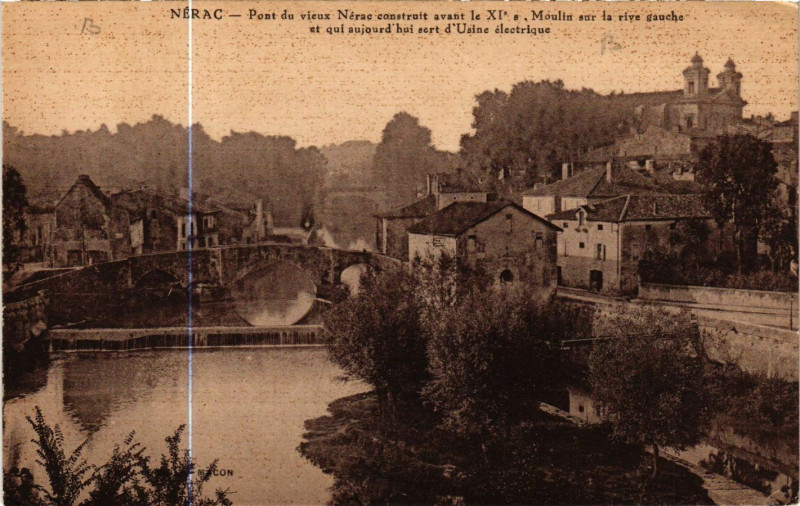 Carte postale ancienne Nerac - Pont du vieux Nerac à Nérac