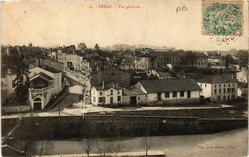 Carte postale ancienne Nerac - Vue générale à Nérac
