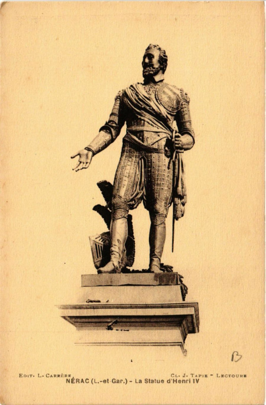 Carte postale ancienne Nerac - La Statue d'Henri Iv à Nérac
