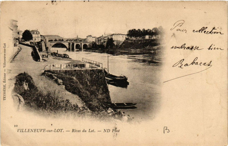 Carte postale ancienne Villeneuve-sur-Lot - Rives du Lot à Villeneuve-sur-Lot