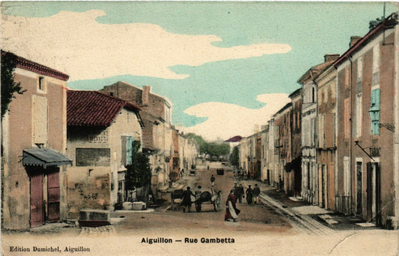 Carte postale ancienne Aiguillon - Rue Gambetta à Aiguillon