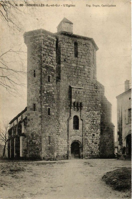 Carte postale ancienne Houeilles - Eglise à Houeillès