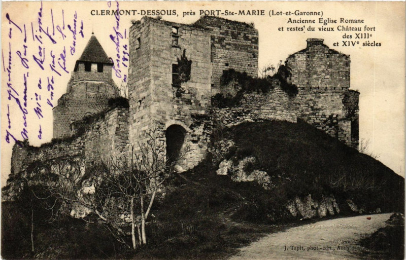 Carte postale ancienne Clermont-Dessous - Ancienne Eglise Romane - pres Port-Sainte-Marie à Clermont-Dessous