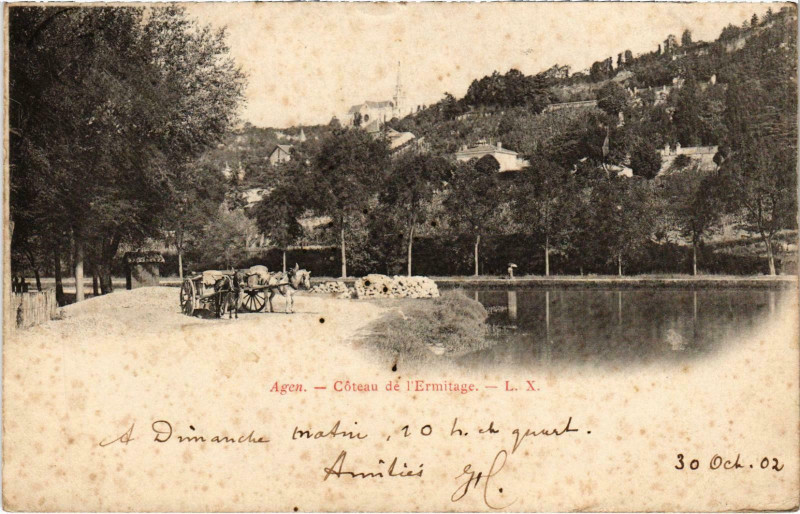 Carte postale ancienne Agen Coteau de l'Ermitage à Agen