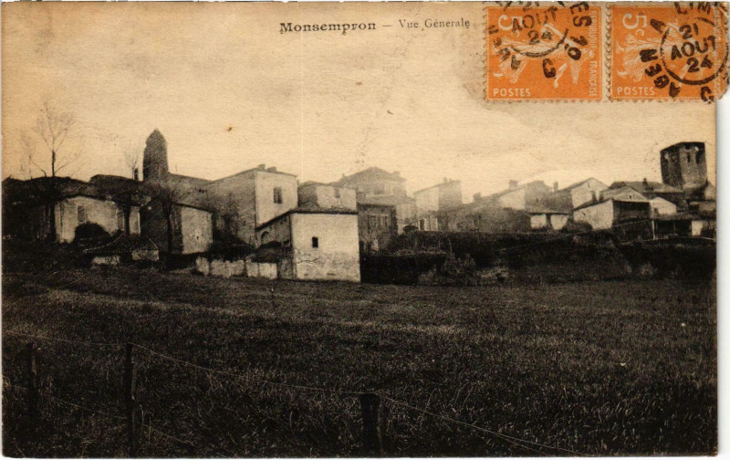 Carte postale ancienne Mansempron Vue générale Lot et Garonne
