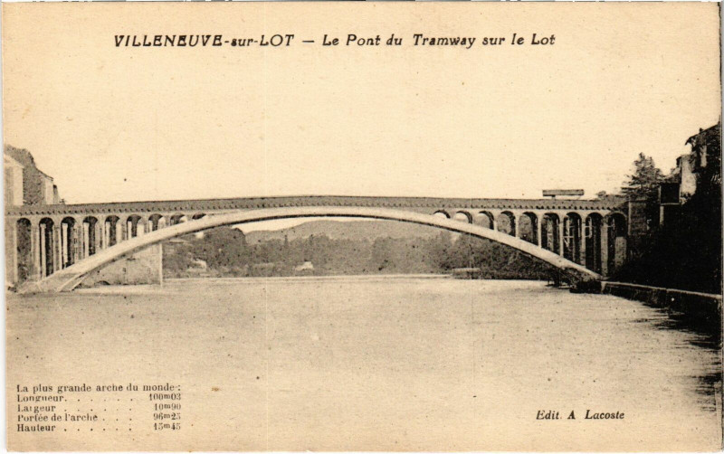Carte postale ancienne Villeneuve-sur-Lot Le Pont du Tramway Lot et Garonne à Villeneuve-sur-Lot