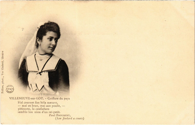 Carte postale ancienne Villeneuve-sur-Lot Coiffure du pays Lot et Garonne à Villeneuve-sur-Lot