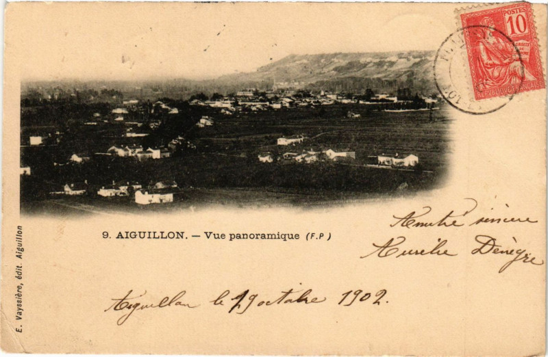 Carte postale ancienne Aiguillon - Vue panoramique à Aiguillon