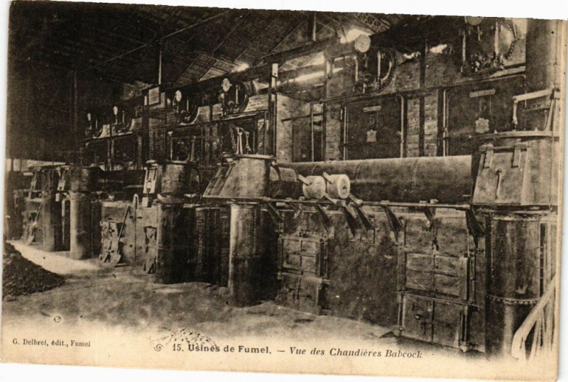 Carte postale ancienne Usines de Fumel - Vue des Chaudieres Babcock à Fumel