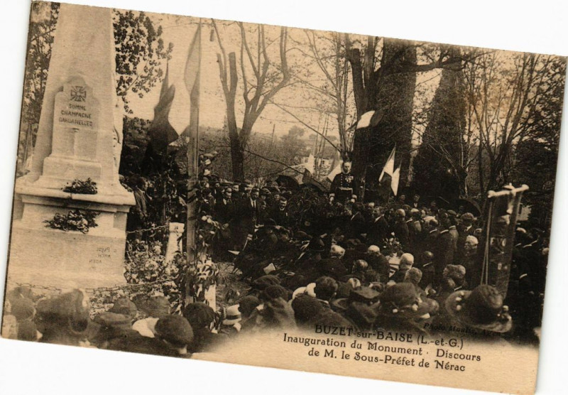 Carte postale ancienne Buzet-sur-Baise - Inauguration du Monument Discours à Buzet-sur-Baïse