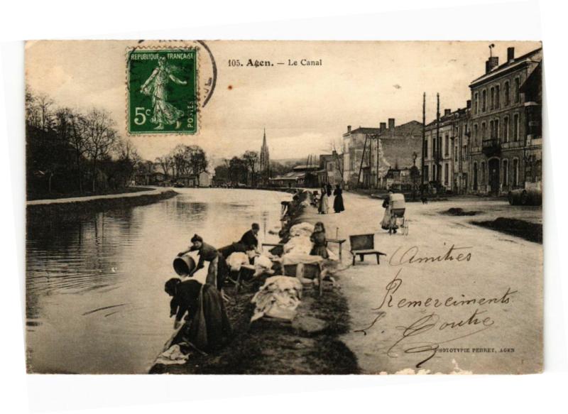Carte postale ancienne Agen - Le Canal à Agen