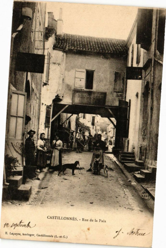 Carte postale ancienne Castillonnes - Rue de la Paix à Castillonnès