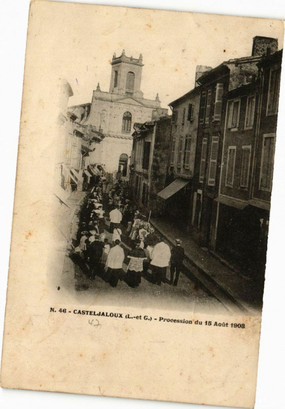 Carte postale ancienne Casteljaloux - Procession à Casteljaloux