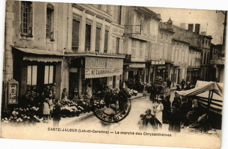 Carte postale ancienne Casteljaloux - Le Marche des Chrysanthemes à Casteljaloux