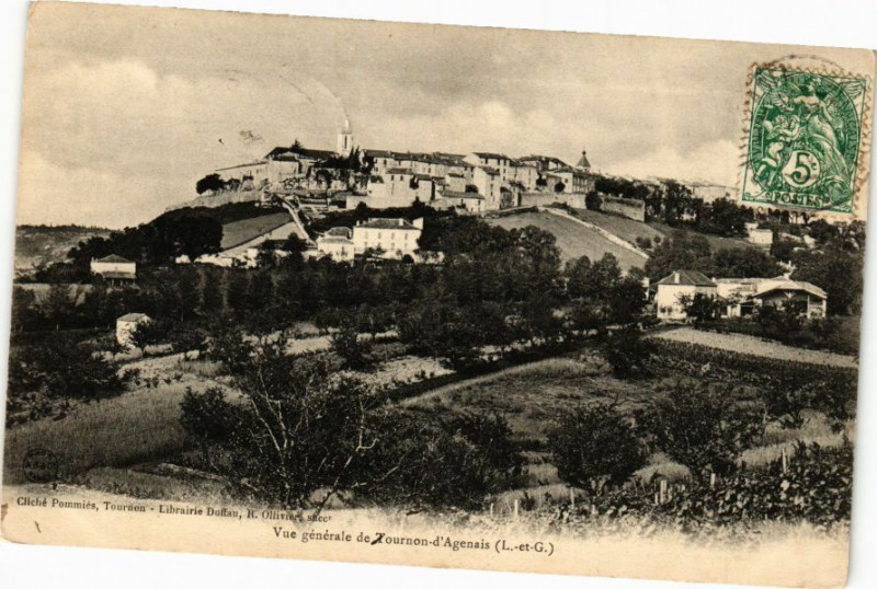 Carte postale ancienne Vue générale de Tournon d'AGENais à Agen