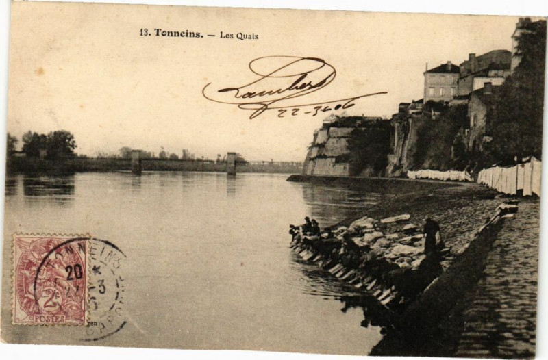 Carte postale ancienne Tonneins-Les Quai à Tonneins