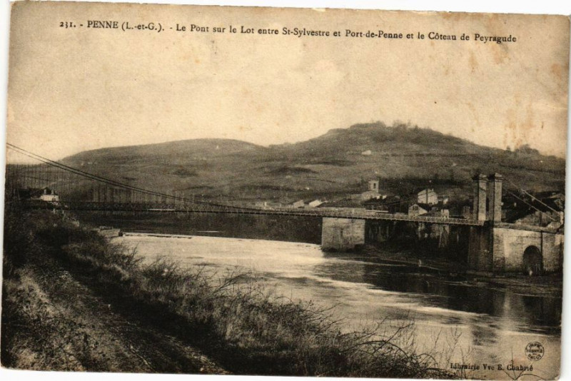 Carte postale ancienne Penne-Le Pont sur le Lot entre Saint-Sylvstre et Port-de-Penne