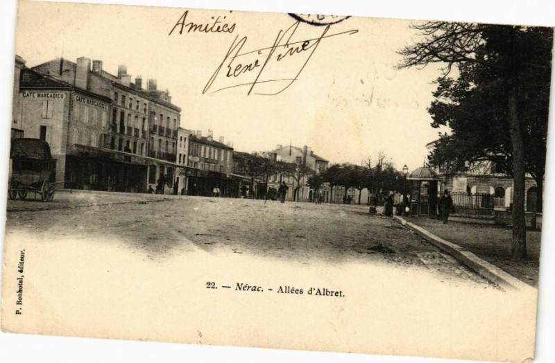 Carte postale ancienne Nerac-Allées d'Albret à Nérac