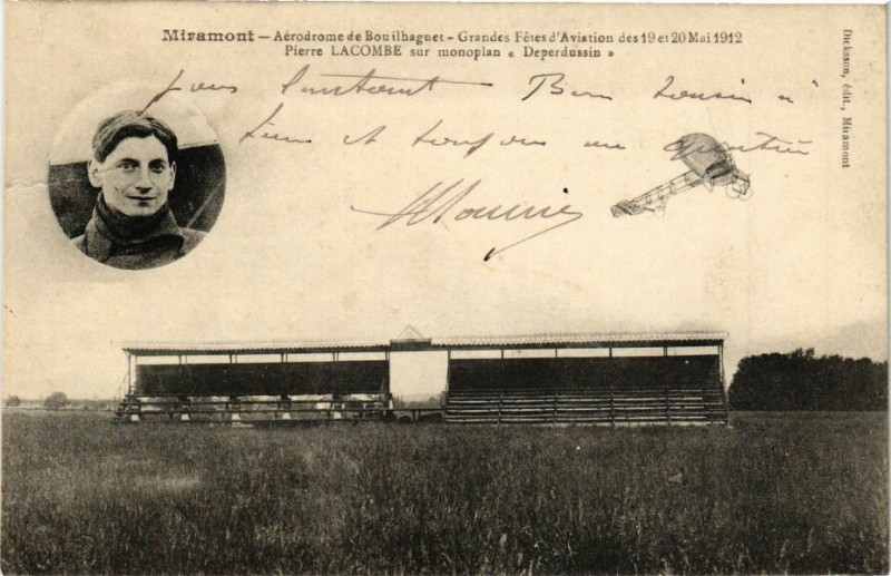 Carte postale ancienne Miramont-Aerodrome de BouilHAGUEt-Grandes Fetes d'Aviation