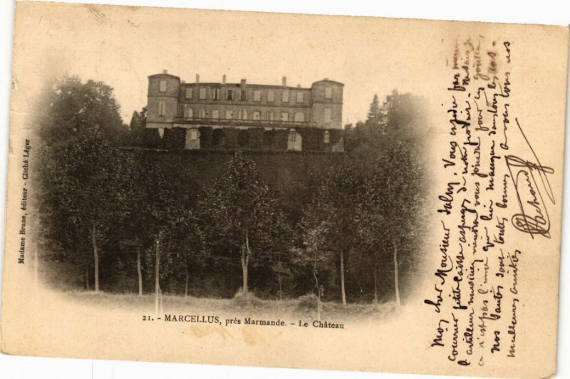 Carte postale ancienne Marcellus pres Marmande-Le Chateau à Marcellus