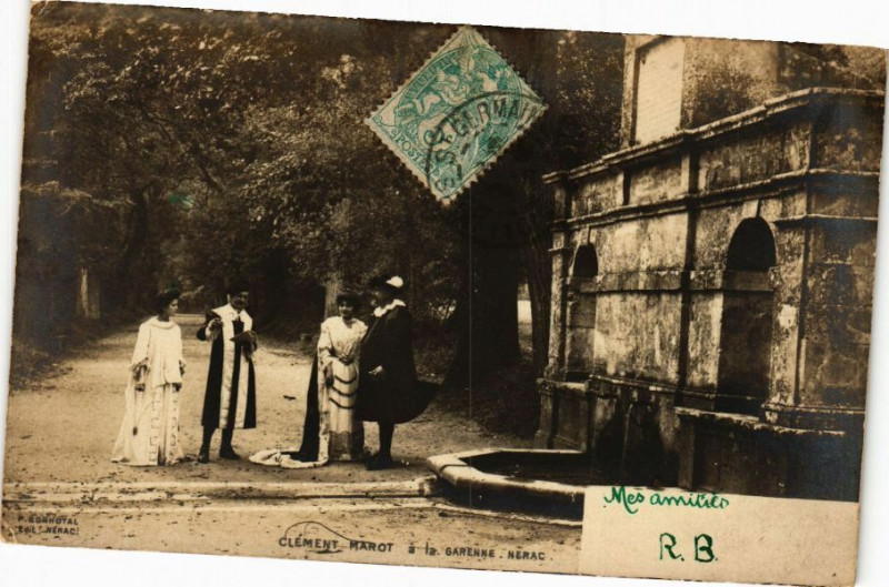 Carte postale ancienne Clement Marot a la Garenne-Nerac à Nérac
