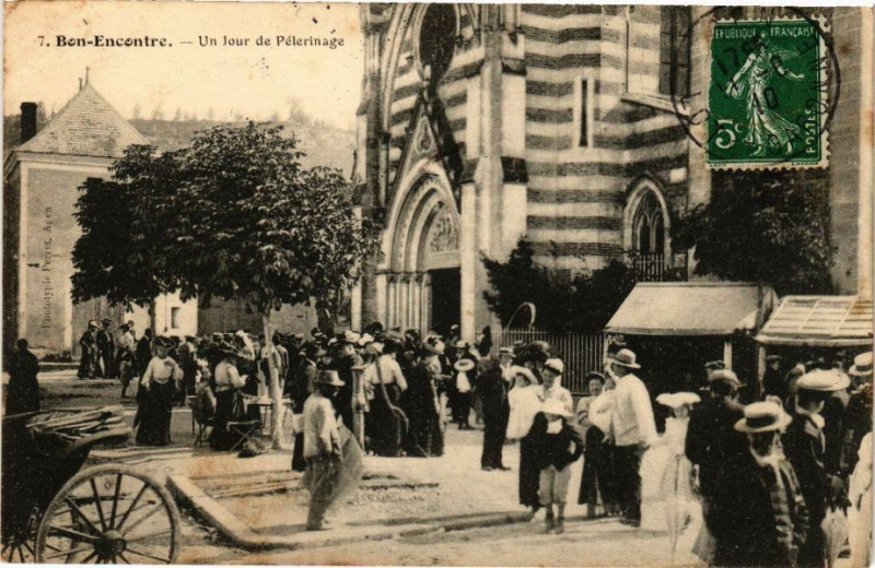 Carte postale ancienne Bon-Encontre-Un Jour de Pélérinage à Bon-Encontre