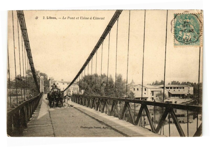 Carte postale ancienne Libos - Le Pont et Usine a Ciment