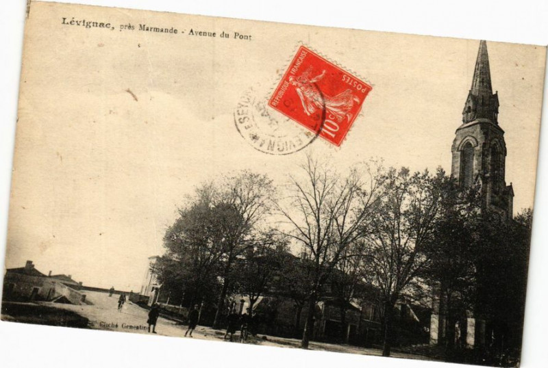 Carte postale ancienne Levignac pres Marmande - Avenue du Pont à Marmande