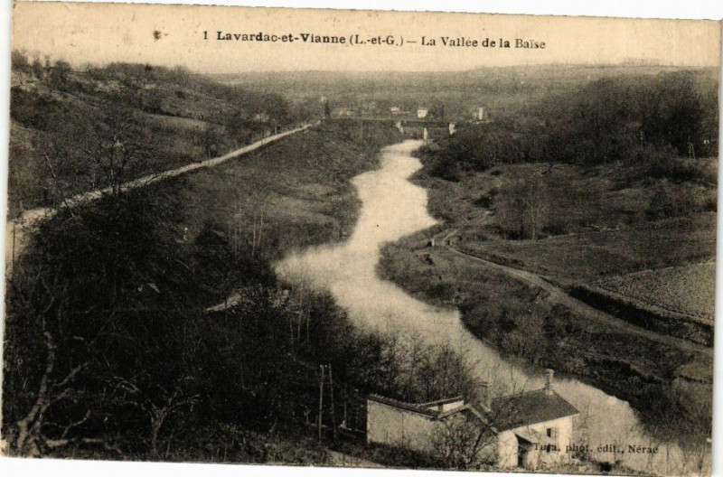 Carte postale ancienne Lavardac-et-Vianne - La Vallée de la Baise à Lavardac