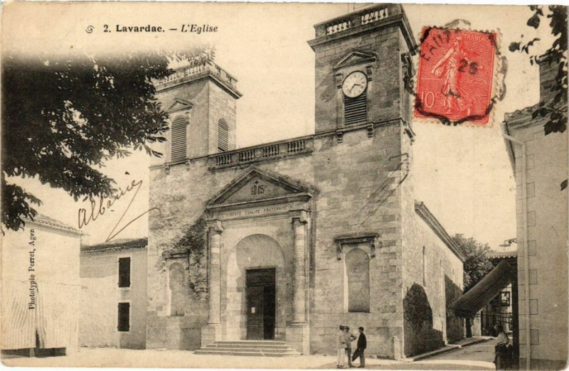 Carte postale ancienne Lavardac - L'Eglise à Lavardac