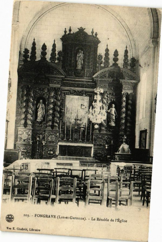 Carte postale ancienne Fongrave - Le Retable de l'Eglise à Fongrave