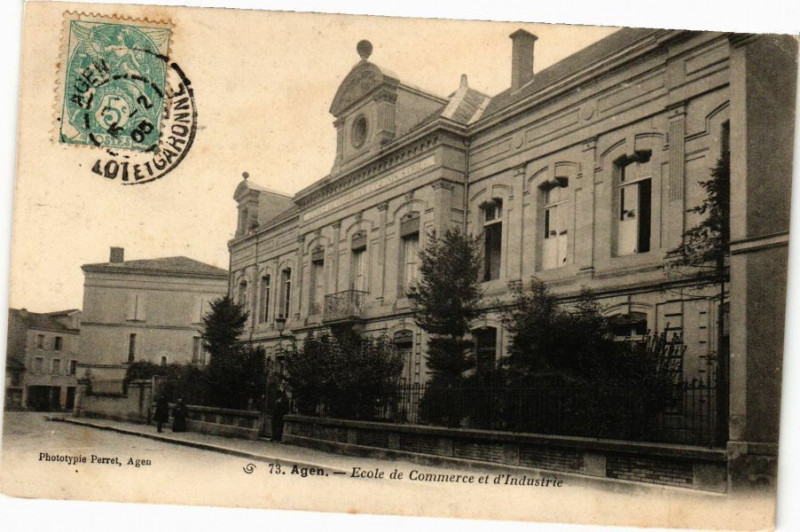 Carte postale ancienne Agen - Ecole de Commerce et d'Industrie à Agen