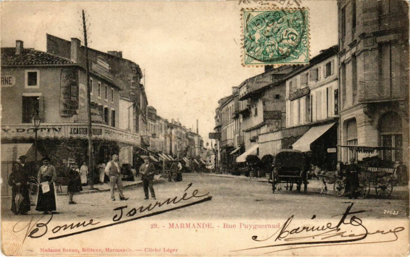 Carte postale ancienne Marmande - Rue Puygureaud à Marmande