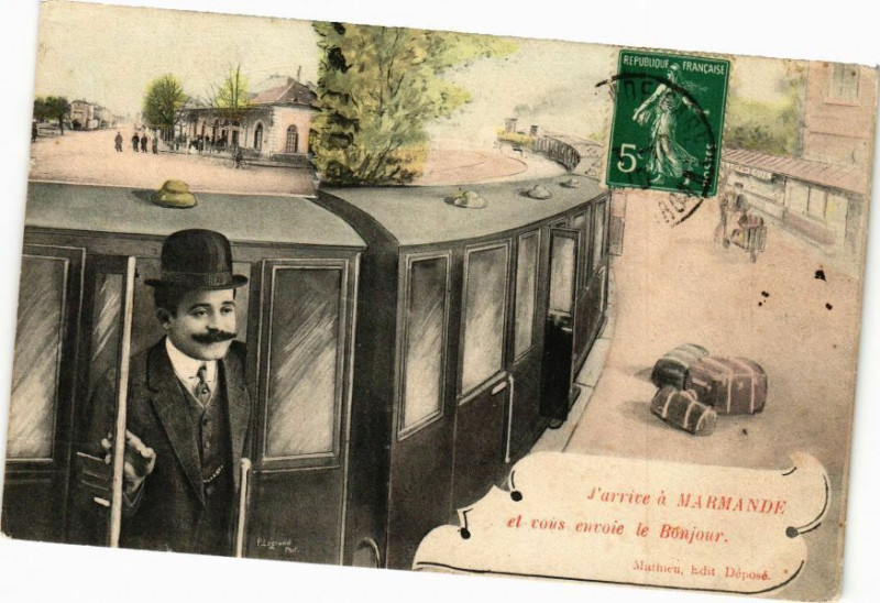 Carte postale ancienne Marmande - et vous envoie le Bonjour à Marmande